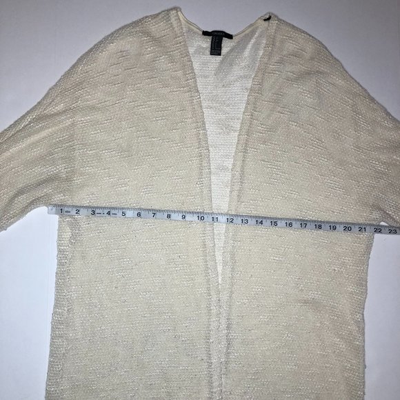 FOREVER 21 Cream Coastal Lightweight Open Crochet Style Lacey Longline Cardigan - Picture 10 of 12